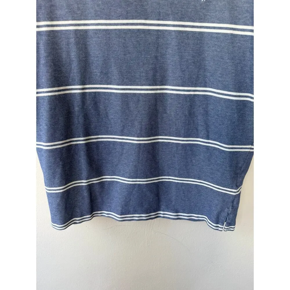 Polo Ralph Lauren Men’s L Custom Slim Fit Stretch Mesh Blue Striped Polo Shirt